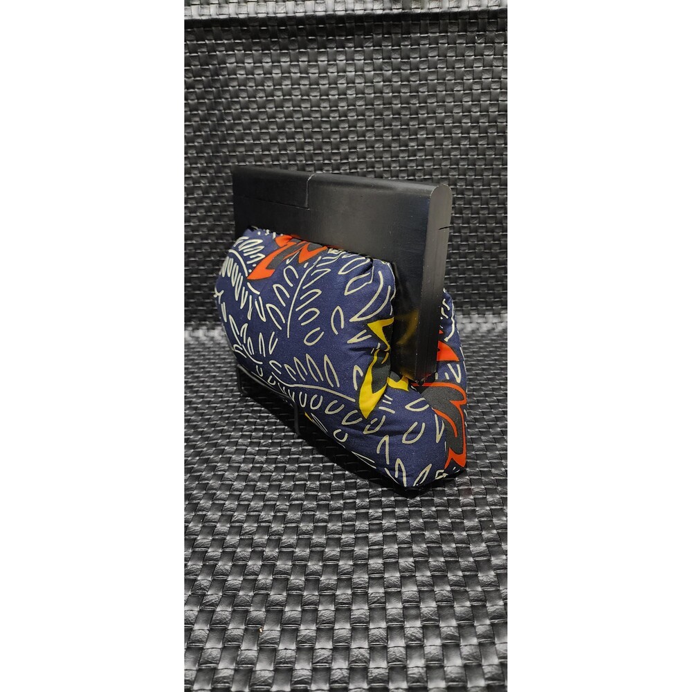 Botanical Ankara Fabric Clutch, Black Wood Frame, Mini Bag